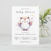 Chic Forest Owl Baby shower Kaart (Staand voorkant)