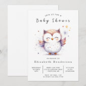 Chic Forest Owl Baby shower Kaart (Voorkant / Achterkant)