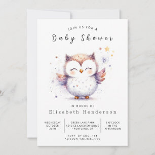 Chic Forest Owl Baby shower Kaart