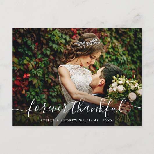 Chic Forever Dankbaar Script Dank u Foto Briefkaart (Voorkant)