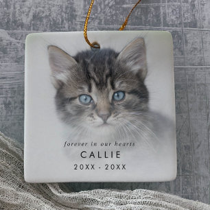 Chic Forever in Our Hearts Photo Cat Memorial Keramisch Ornament