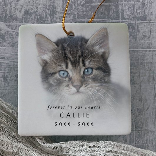 Chic Forever in Our Hearts Photo Cat Memorial Keramisch Ornament