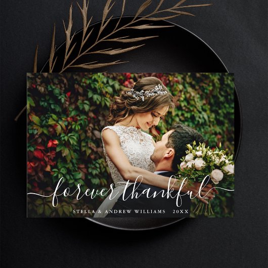 Chic Forever Thankful Script Dank u Fotokaart Bedankkaart