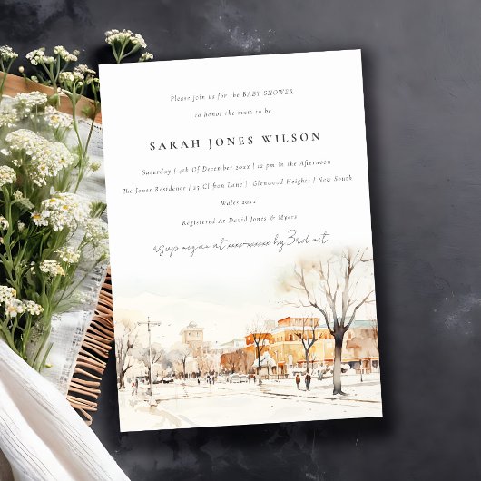 Chic Forgo North Dakota City Scape Baby shower Kaart
