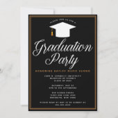 Chic Formal Black Gold Custom Graduation Party Kaart (Voorkant)