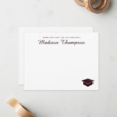 Chic Formal Burgundy Script Gradup Notitiekaartje (Voorkant / Achterkant in situ)
