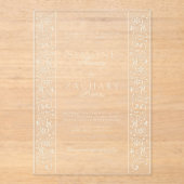 Chic Formal Ecru Scrollwork Border Wedding Acryl Uitnodigingen (Voorkant)