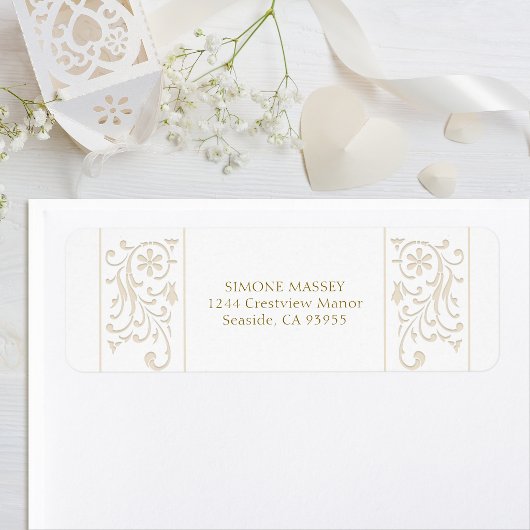 Chic Formal Ecru Scrollwork Border Wedding Etiket
