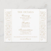 Chic Formal Ecru Scrollwork Border Wedding Informatiekaartje (Voorkant)