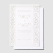 Chic Formal Ecru Scrollwork Border Wedding Vellum Uitnodigingen (Offset)