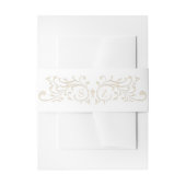 Chic Formal Ecru Scrollwork Monogram Wedding Uitnodigingen Wikkel (Voorkant Voorbeeld)