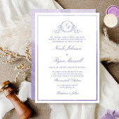 Chic Formal Monogram Lavender Waterverf Wedding Kaart