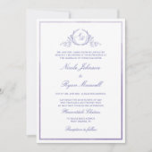 Chic Formal Monogram Lavender Waterverf Wedding Kaart (Voorkant)