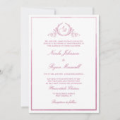 Chic Formal Monogram Mauve Pink Waterverf Weddensc Kaart (Voorkant)