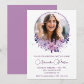 Chic Foto 38e verjaardagsuitnodiging Floral Paarse Kaart (Voorkant / Achterkant)