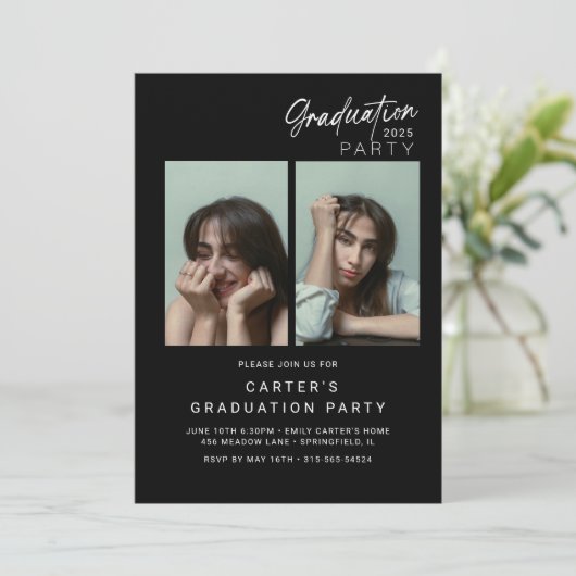 chic foto afstuderen Minimalistisch zwart-wit Kaart (Staand voorkant)