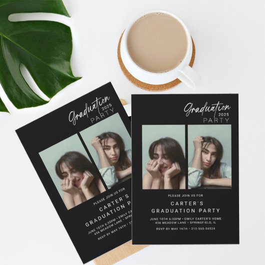 chic foto afstuderen Minimalistisch zwart-wit Kaart