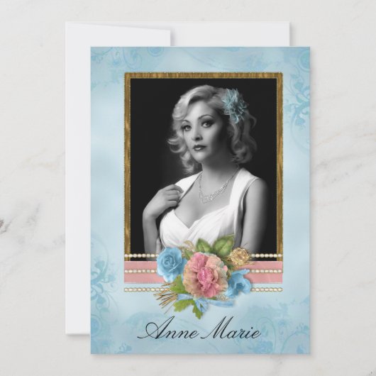 Chic foto bruids douche uitnodiging (Voorkant)