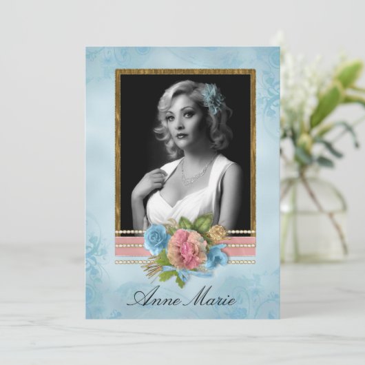 Chic foto bruids douche uitnodiging (Staand voorkant)