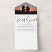 Chic Foto Bruids Douche Uitnodiging + Recept Kaart (Binnen)