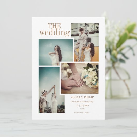  Chic foto bruiloft uitnodiging (Staand voorkant)