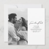 Chic Foto Chic Plat Huwelijk Save The Date Kaart (Voorkant)