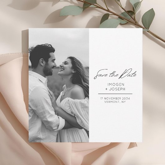 Chic Foto Chic Plat Huwelijk Save The Date Kaart