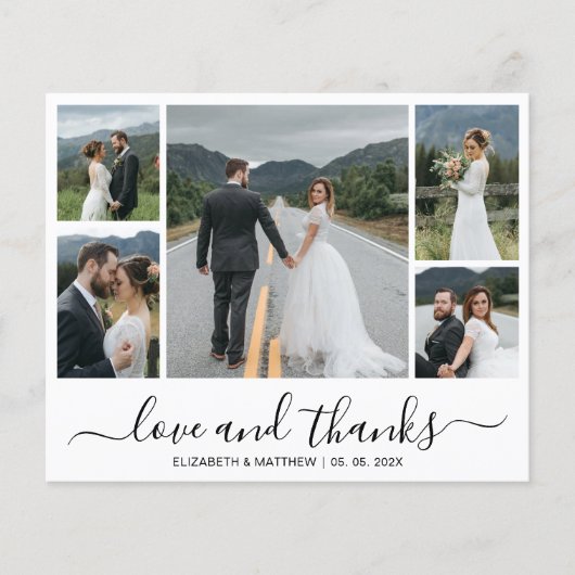 Chic Foto Collage Budget Bruiloft Bedankkaart Flye Flyer (Voorkant)