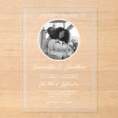 Chic Foto Witte Kalligrafie Script Trouwen Acryl Uitnodigingen (Voorkant)