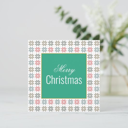 Chic Four Poinsettia Motief Kerstmis, gepersonalis Kaart (Staand voorkant)