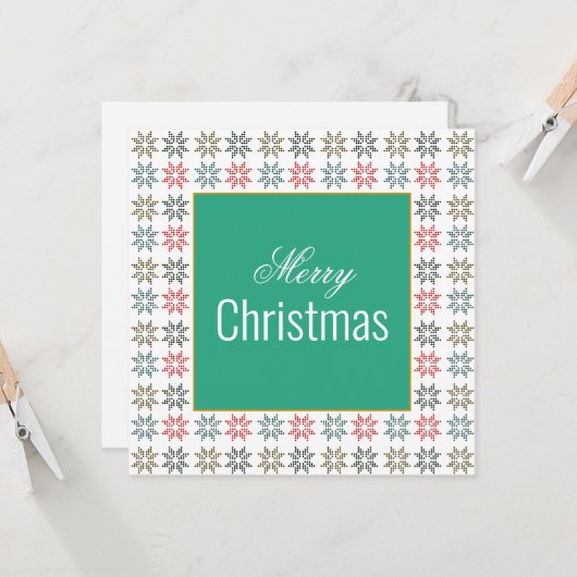 Chic Four Poinsettia Motief Kerstmis, gepersonalis Kaart (Voorkant / Achterkant in situ)