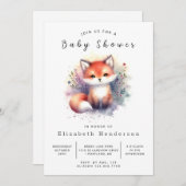 Chic Fox Illustration Fox Baby shower Kaart (Voorkant / Achterkant)