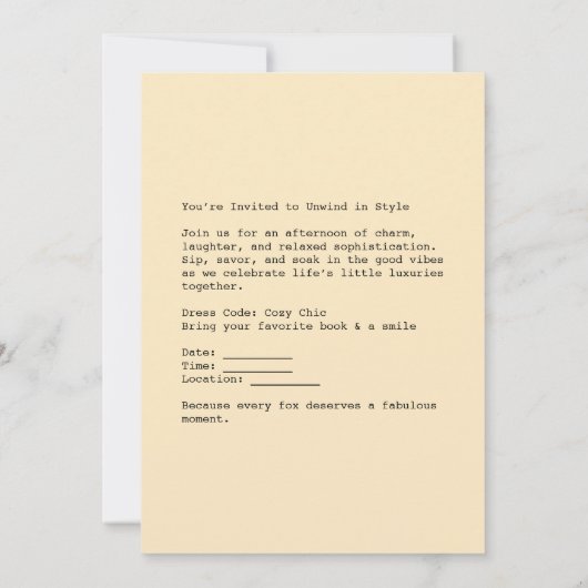 Chic Fox Relaxen in stijl Kaart (Achterkant)