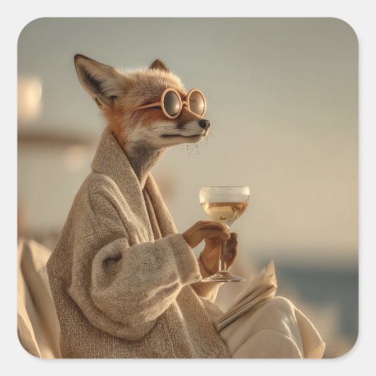 Chic Fox Relaxen in stijl Vierkante Sticker (Voorkant)