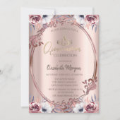 Chic Frame Boho Bloemen Quinceañera Kaart (Voorkant)