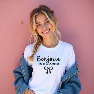 Chic Franse Bow Coquette   Bonjour Mon Amour T-shirt