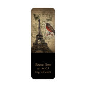 Chic French Bird Modern  Paris Eiffeltoren Etiket (Voorkant)