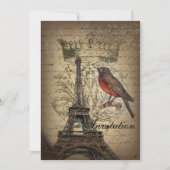 Chic French Bird Modern Paris Eiffeltoren Kaart (Voorkant)