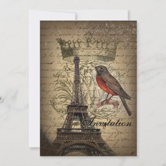 Chic French Bird Modern Paris Eiffeltoren Kaart (Voorkant)