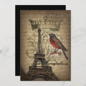 Chic French Bird Modern Paris Eiffeltoren Kaart (Voorkant / Achterkant)