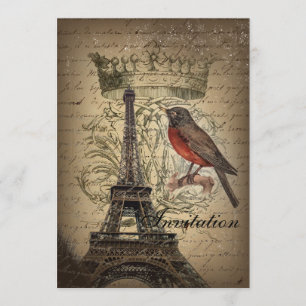 Chic French Bird Modern  Paris Eiffeltoren Kaart