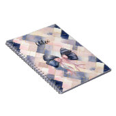 Chic French Blue Pink Bow Notitieboek (Rechterzijde)