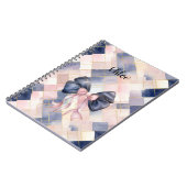 Chic French Blue Pink Bow Notitieboek (Linkerzijde)