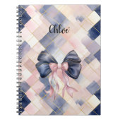 Chic French Blue Pink Bow Notitieboek (Voorkant)