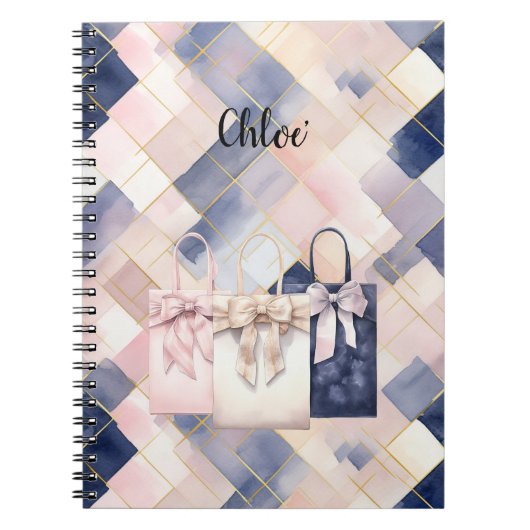 Chic French Blue Pink Gift Bags Notitieboek (Voorkant)