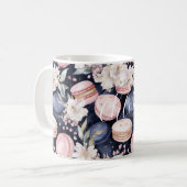 Chic French Blue Pink Macaroons Koffiemok (Voorkant links)