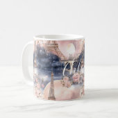 Chic French Blue Pink Paris Eiffel Tower Koffiemok (Voorkant links)