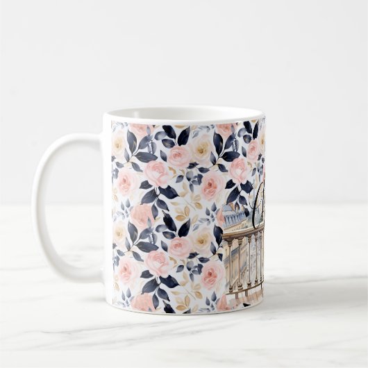 Chic French Blue Pink Paris  Koffiemok (Links)
