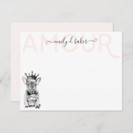 Chic French Bulldog Frenchie Love Royal Stationery Notitiekaartje