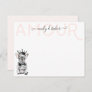 Chic French Bulldog Frenchie Love Royal Stationery Notitiekaartje